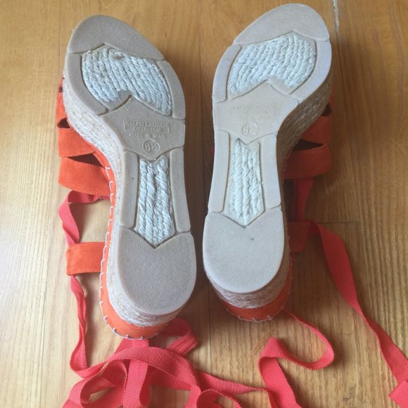 Ralph Lauren Orange Suede Lace-Up Espadrilles - Picture 8 of 8